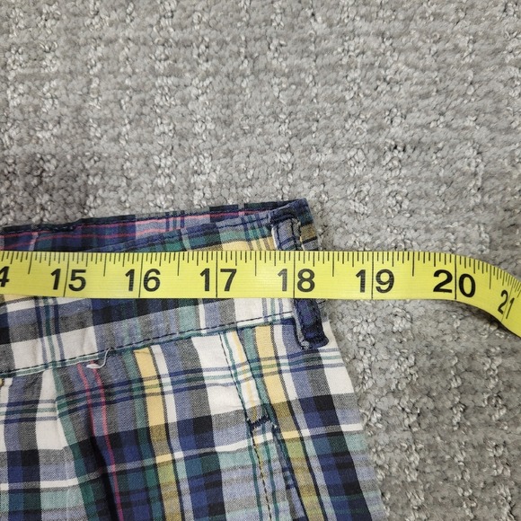 Vintage Polo Ralph Lauren Shorts Mens 36 Blue Green Yellow Linen Blend Preppy - Picture 9 of 11